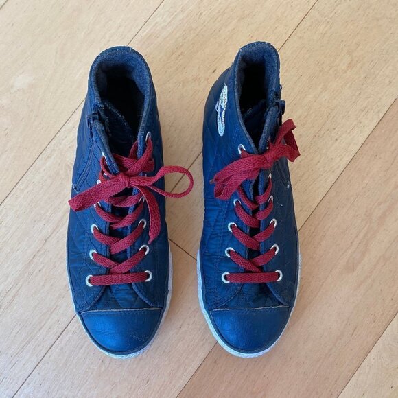 Kids Converse Chuck Taylor All Star High Top Sneakers Youth 5 Navy Zipper - Picture 5 of 14